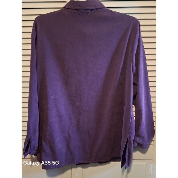 Vintage Aparenza Stretch Button-Up Purple Blouse 2X Polyester & Spandex Womens L - Picture 5 of 5
